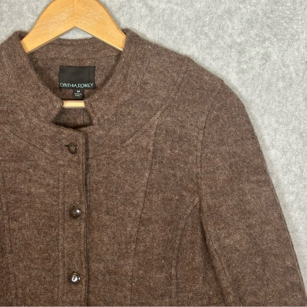 Cynthia Rowley Wool Jacket Coat-Brown-Women Size Medium